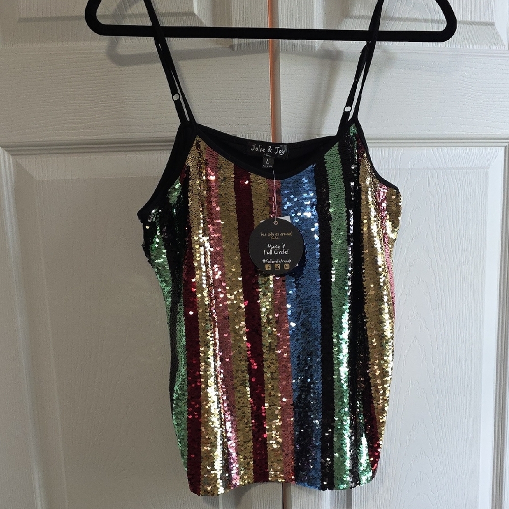 John + Jenn Gold and Silver Sequin Fitted Camisole